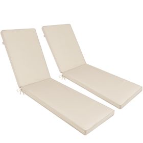 2PCS Set Outdoor Lounge Chair Cushion Replacement Patio Funiture Seat Cushion Chaise Lounge Cushion-Beige