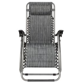 Infinity Zero Gravity Chair Pack 2 Outdoor Lounge Patio Chairs with Pillow and Utility Tray Adjustable Folding Recliner for Deck Patio Beach Yard Gray